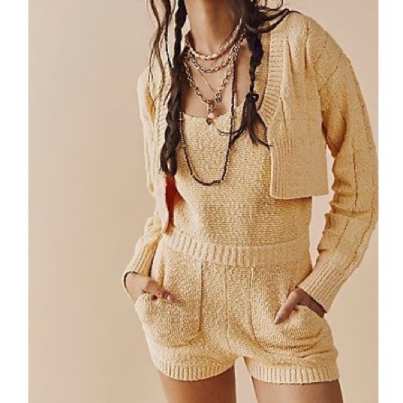 FP Beach Pants - Free People FP Beach Declan sweater romper set in yellow